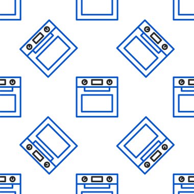 Fırın simgesi beyaz arkaplanda izole edilmiş. Fırın tabelası. Renkli taslak konsepti. Vektör.