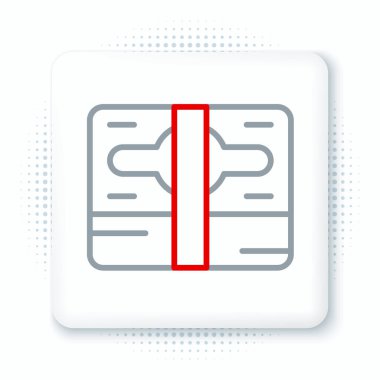 Line Stacks kağıt para para ikonu beyaz arka planda izole. Para desteleri. Para birimi. Renkli taslak konsepti. Vektör.