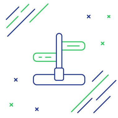 Line Road trafik tabelası. Beyaz arkaplanda sinyal simgesi izole edildi. İşaretçi sembolü. İzole sokak bilgi levhası. Yön tabelası. Renkli taslak konsepti. Vektör.