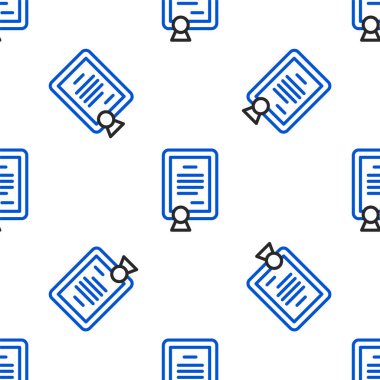 Satır Sertifikası şablon simgesi beyaz arkaplanda izole edilmiş pürüzsüz desen. Başarı, ödül, diploma, burs, diploma kavramları. Renkli taslak konsepti. Vektör.