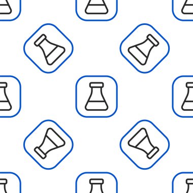 Çizgi Test tüpü ve matara kimyasal test ikonu beyaz arka planda izole edilmiş kusursuz desen. Laboratuvar cam levhası. Renkli taslak konsepti. Vektör.