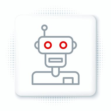 Çizgi Robotu simgesi beyaz arkaplanda izole edildi. Renkli taslak konsepti. Vektör.