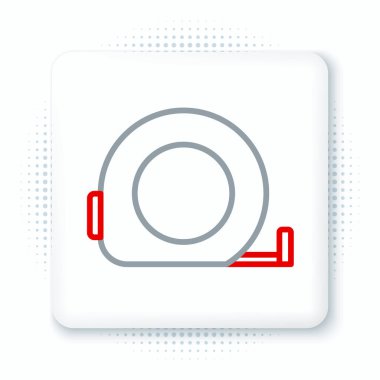 Çizgi Rulet inşaat ikonu beyaz arkaplanda izole edildi. Mezura ölçüm sembolü. Renkli taslak konsepti. Vektör.