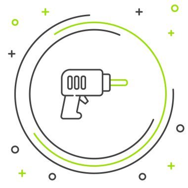 Elektrik hattı sondaj makinesi simgesi beyaz arkaplanda izole edildi. Tamir aleti. Renkli taslak konsepti. Vektör.