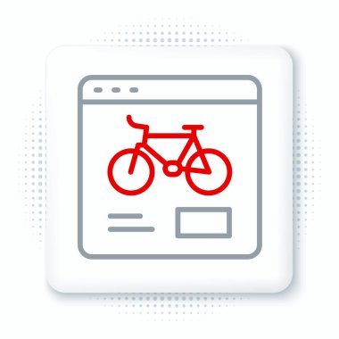 Çizgi Bisiklet Kiralama Mobil uygulama simgesi beyaz arkaplanda izole edildi. Şehirde bisiklet kiralamak için iyi bir servis. Paylaşım sistemi için mobil uygulama. Renkli taslak konsepti. Vektör.
