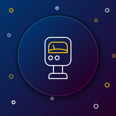 Mavi arkaplanda çizgi basınçlı su ölçer simgesi izole edildi. Renkli taslak konsepti. Vektör.