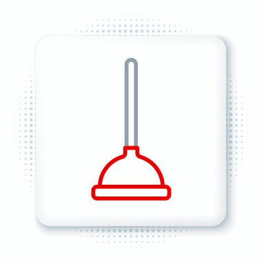 Beyaz arka planda izole edilmiş boru temizleme ikonu için ahşap saplı kauçuk pompa. Tuvalet pompası. Renkli taslak konsepti. Vektör.