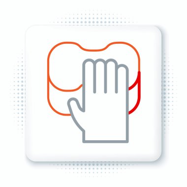 Çizgi Temizleme servisi simgesi beyaz arkaplanda izole edildi. Lateks el koruması işareti. Ev işi temizlik ekipmanları sembolü. Renkli taslak konsepti. Vektör.