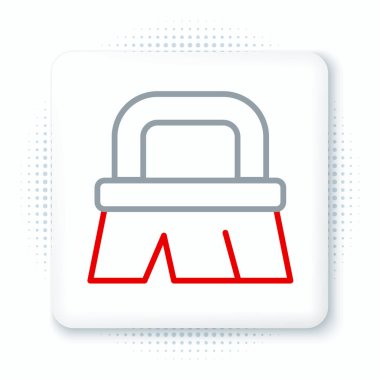 Temizleme simgesi için çizgi fırçası beyaz arkaplanda izole edildi. Renkli taslak konsepti. Vektör.