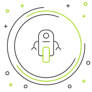 Çizgi Robotu simgesi beyaz arkaplanda izole edildi. Yapay zeka, makine öğrenme, bulut hesaplama. Renkli taslak konsepti. Vektör.