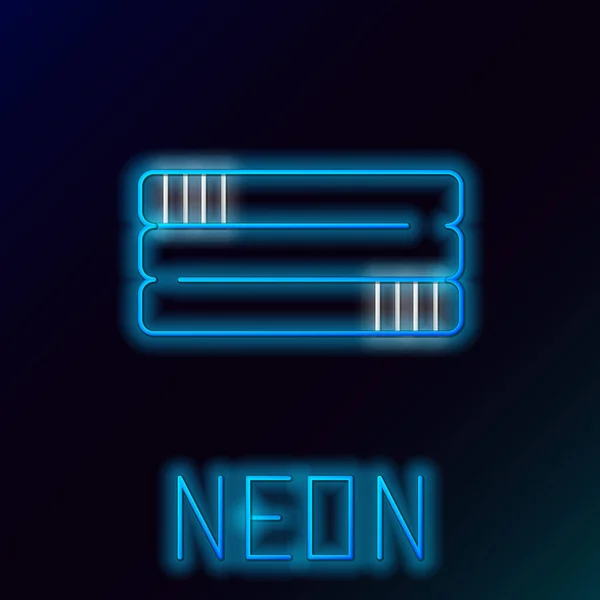 Glödande Neon Linje Handduk Stack Ikon Isolerad Svart Bakgrund Färgstarkt — Stock vektor