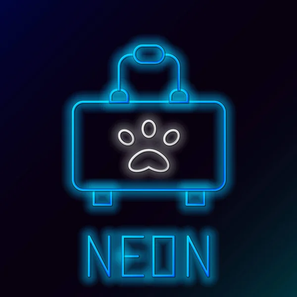 Zářící Neonová Linka Pet První Pomoc Kit Ikona Izolované Černém — Stockový vektor