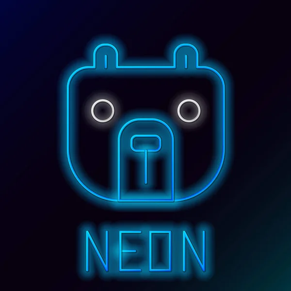 Parlayan Neon Hattı Bear Pazar Simgesi Siyah Arka Planda Izole — Stok Vektör