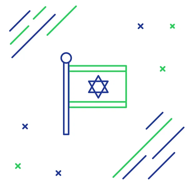 Linienfahne Von Israel Symbol Isoliert Auf Weißem Hintergrund Nationalpatriotisches Symbol — Stockvektor