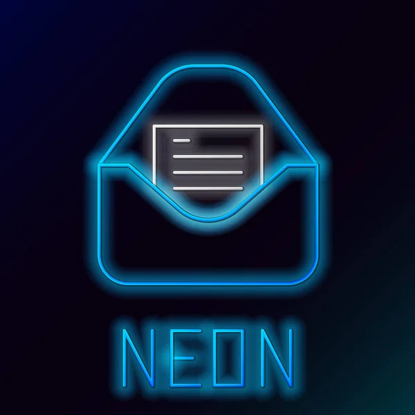 Glödande Neon Linje Kuvert Med Julfest Inbjudan Kort Ikon Isolerad — Stock vektor