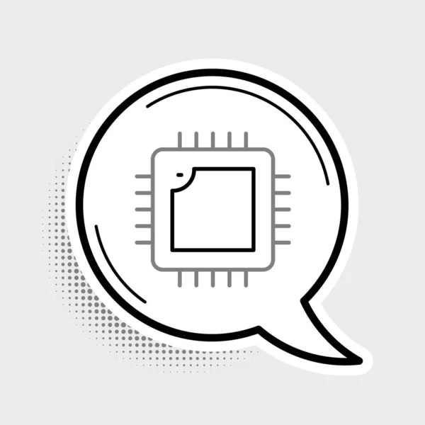 Ligne Processeur Ordinateur Avec Icône Processeur Microcircuits Isolé Sur Fond — Image vectorielle