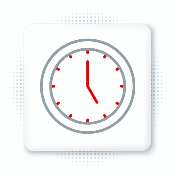 Line Clock Icoon Geïsoleerd Witte Achtergrond Tijdsymbool Kleurrijk Concept Vector — Stockvector