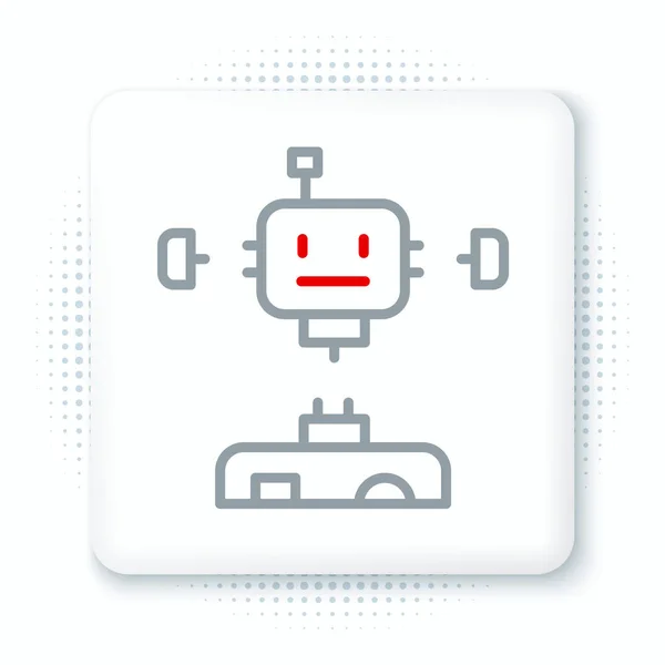 Line Gedemonteerd Robot Icoon Geïsoleerd Witte Achtergrond Kunstmatige Intelligentie Machine — Stockvector
