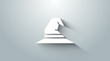 Beyaz Cadı şapkası simgesi gri arkaplanda izole edildi. Mutlu Cadılar Bayramı Partisi. 4K Video hareketli grafik canlandırması