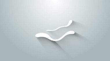 Beyaz Ebola virüsü ikonu gri arka planda izole edilmiş. 4K Video hareketli grafik canlandırması