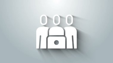 Beyaz Çevrimiçi sınıf simgesi gri arkaplanda izole edildi. Çevrimiçi eğitim kavramı. 4K Video hareketli grafik canlandırması