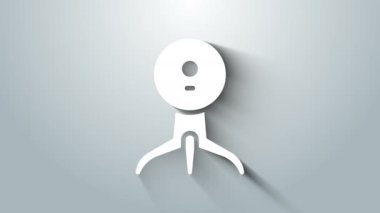 Beyaz Web kamera simgesi gri arkaplanda izole edildi. Sohbet kamerası. Web kamerası simgesi. 4K Video hareketli grafik canlandırması