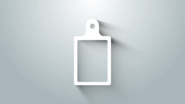 Beyaz kesme tahtası simgesi gri arkaplanda izole edildi. Kesme tahtası sembolü. 4K Video hareketli grafik canlandırması