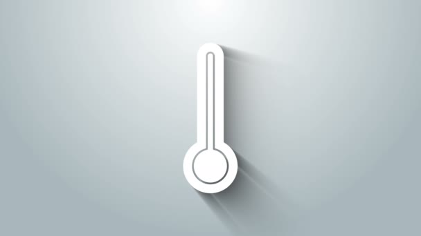 Termómetro médico blanco para icono de examen médico aislado sobre fondo gris. Animación gráfica de vídeo 4K — Vídeos de Stock