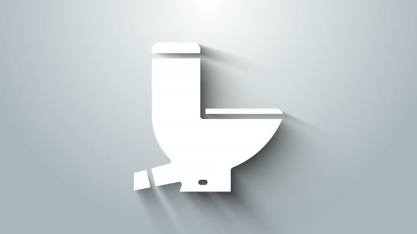 White Toilet bowl icon isolated on grey background. 4K Video motion graphic animation — Stock Video