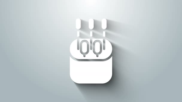 Wit wattenstaafje voor oren pictogram geïsoleerd op grijze achtergrond. 4K Video motion grafische animatie — Stockvideo