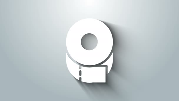 Біла ікона паперового ролу Toilet ізольована на сірому фоні. 4K Відеографічна анімація — стокове відео