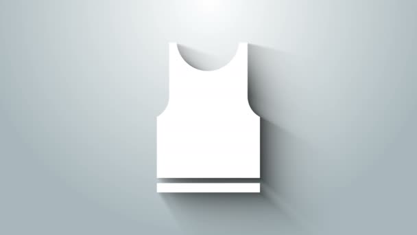 Ícone de camiseta sem mangas brancas isolado em fundo cinza. Animação gráfica em movimento de vídeo 4K — Vídeo de Stock