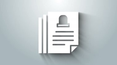 Beyaz Ölüm sertifikası simgesi gri arkaplanda izole edildi. 4K Video hareketli grafik canlandırması