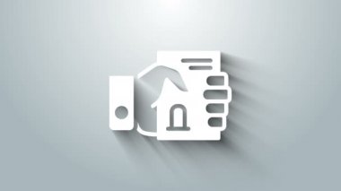 Beyaz Ölüm sertifikası gri arka planda izole edilmiş. 4K Video hareketli grafik canlandırması