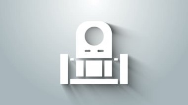 Gri arkaplanda izole edilmiş mezar taşı simgesi olan beyaz mezar. 4K Video hareketli grafik canlandırması