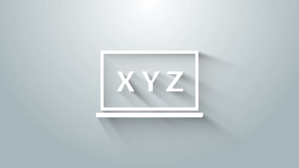 グレーの背景に隔離された黒板アイコン上の白いXYZ座標系。グラフ統計表示のためのXYZ軸。4Kビデオモーショングラフィックアニメーション — ストック動画