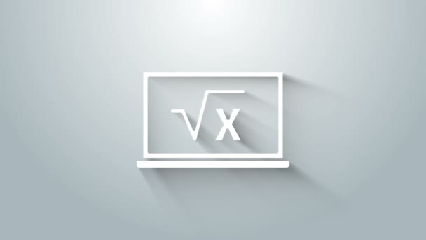 White Square root of x glyph on chalkboard icon isolated on grey background. Mathematical expression. 4K Video motion graphic animation — Stock Video