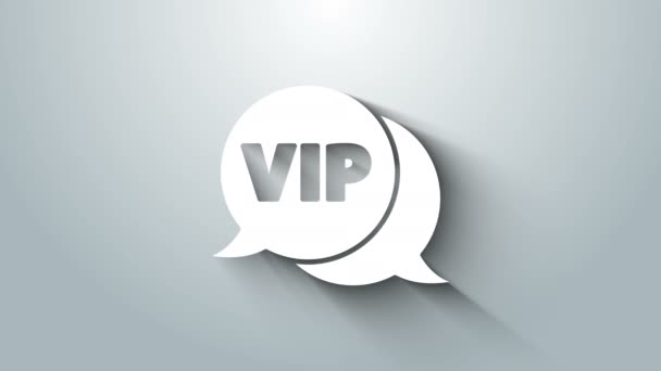 White Vip in speech bubble icon isolated on grey background. 4K Video motion graphic animation — Stock Video