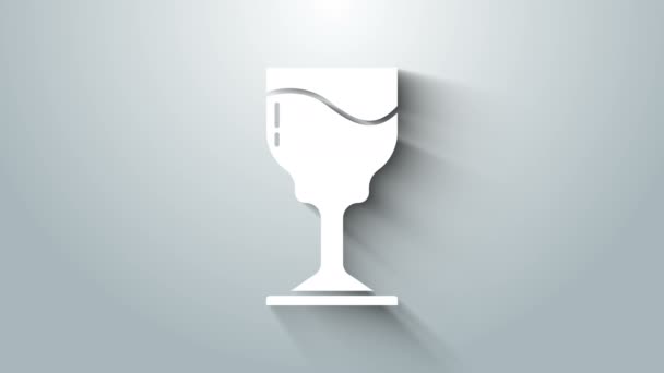Vit vin glasikon isolerad på grå bakgrund. Vinäger ikonen. Goblet-symbol. Glasvaruskylt. Glad påsk. 4K Video motion grafisk animation — Stockvideo