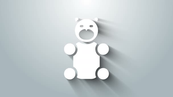 White Jelly bear candy icon isolated on grey background. 4K Video motion graphic animation — Stock Video