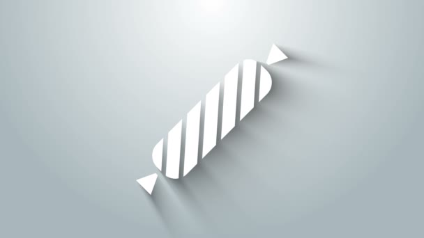 Icono de caramelo blanco aislado sobre fondo gris. Animación gráfica de vídeo 4K — Vídeo de stock