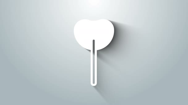 Weißes Lollipop-Symbol isoliert auf grauem Hintergrund. Essen, köstliches Symbol. 4K Video Motion Grafik Animation — Stockvideo