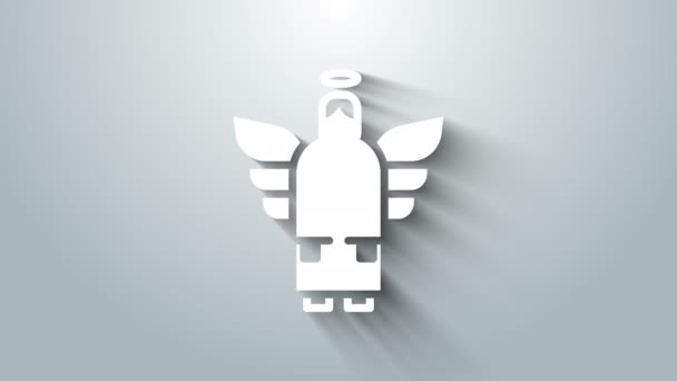 White Christmas angel icon isolated on grey background. 4K Video motion graphic animation — Stock Video