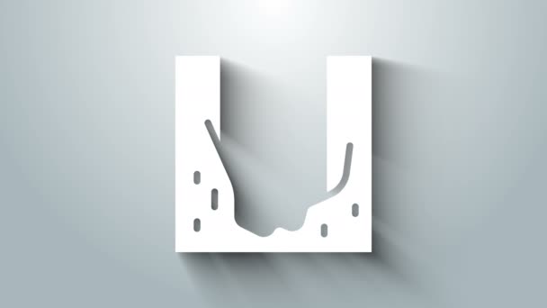 Cimitero Bianco scavato icona fossa isolata su sfondo grigio. Animazione grafica 4K Video motion — Video Stock