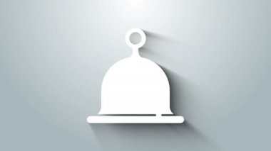 Beyaz Sauna şapka simgesi gri arkaplanda izole edildi. 4K Video hareketli grafik canlandırması