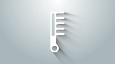 Gri arkaplanda beyaz saç fırçası simgesi izole edildi. Taraklı saç işareti. Berber sembolü. 4K Video hareketli grafik canlandırması