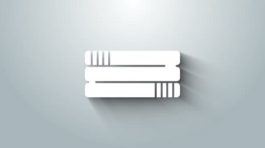 Beyaz havlu yığını simgesi gri arkaplanda izole edildi. 4K Video hareketli grafik canlandırması