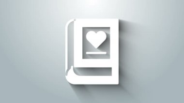 Gri arkaplanda beyaz tıp kitabı simgesi izole edildi. 4K Video hareketli grafik canlandırması