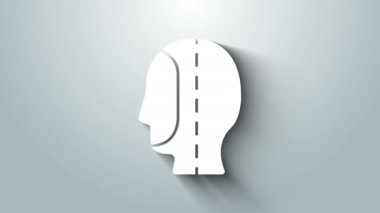 Beyaz Dalış başlığı simgesi gri arkaplanda izole edildi. Zıpkınla balık avlama şapkası. Su altı ekipmanları. 4K Video hareketli grafik canlandırması