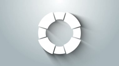 Beyaz Lifebuoy simgesi gri arkaplanda izole edildi. Can simidi sembolü. 4K Video hareketli grafik canlandırması